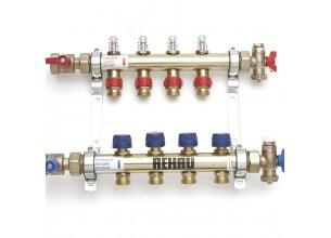 Распределительный коллектор REHAU (РЕХАУ) с расходомером HKV-D 7 V2A на 7 контуров